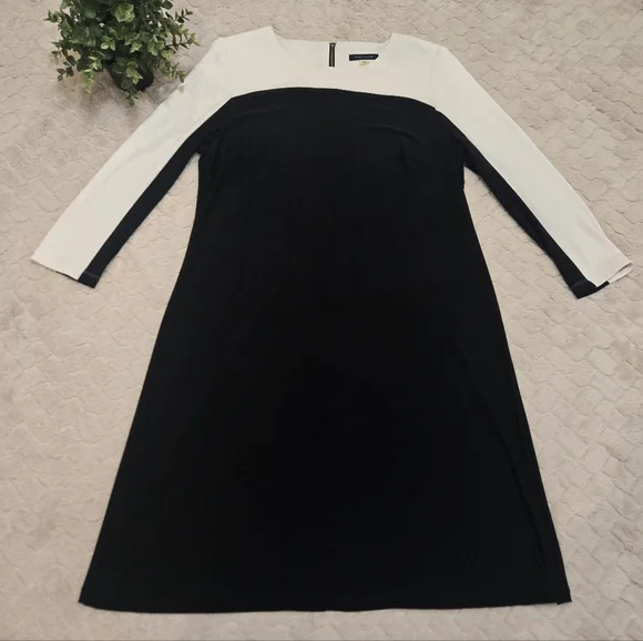Tommy Hilfiger Black and White Jersey Colorblock Dress, Size 14 - Picture 1 of 6